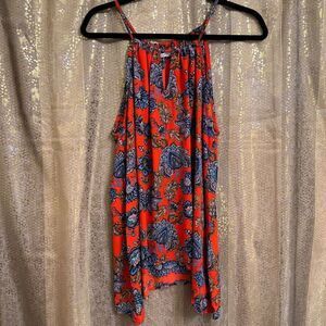Collective Concepts Krissa Red Blue Indian Henna Paisley Halter Blouse Large